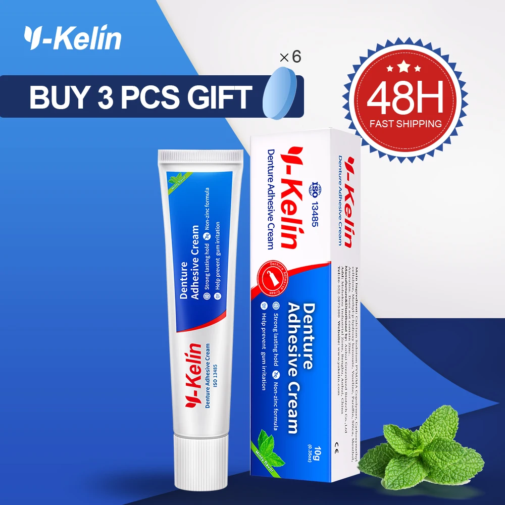 Y-Kelin Denture Adhesive Cream 40g Strong Hold Glue For Cull & Partial False Teeth Bonding Prosthesis Fixing