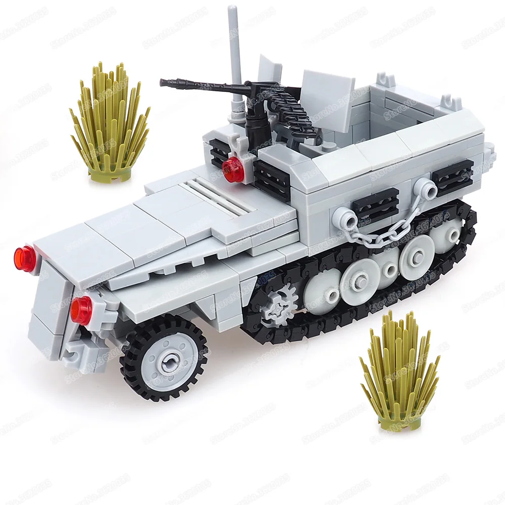 Military German Army Armed Armored Car Building Block Assembly WW2 Figures Weapons Defense Model Child Christmas Gifts Boy Toys