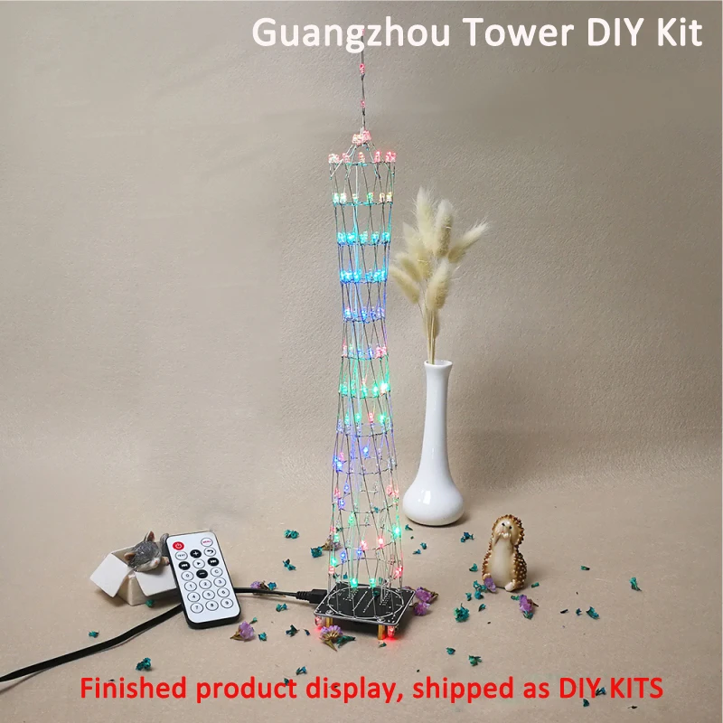 Small Version GuangZhou Tower Diy Kit Music Spectrum Lamp Diy Light Cube Kit Electronic DIY Production Parts