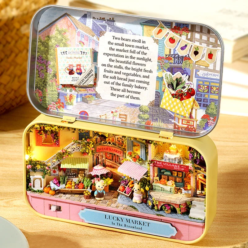 DIY Wood DollHouses Handmade Funny Box Theatre Miniature Box Cute Doll Houses Assemble Kits Gift Wooden Toys For Girls