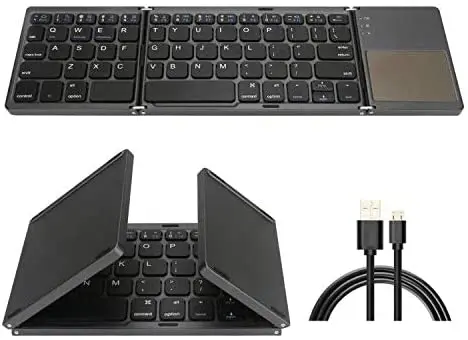 

Foldable Bluetooth Keyboard USB Wired Rechargable Portable Mini BT Wireless Keyboard with Touchpad for Windows, Android, ios,pc