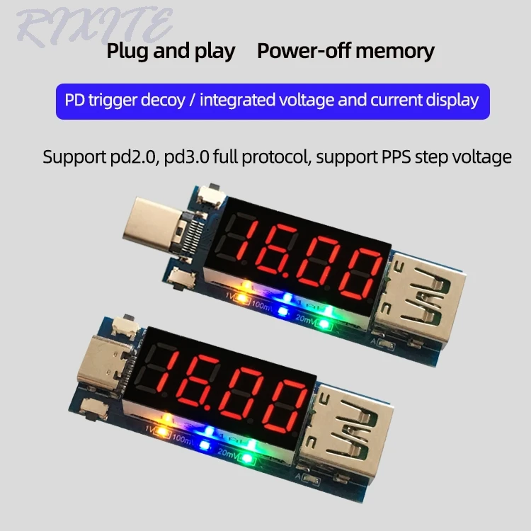 Type-C PD decoy module Quick charge trigger module DC digital display voltage ampere meter Test instrument Support PD2.0 PD3.0