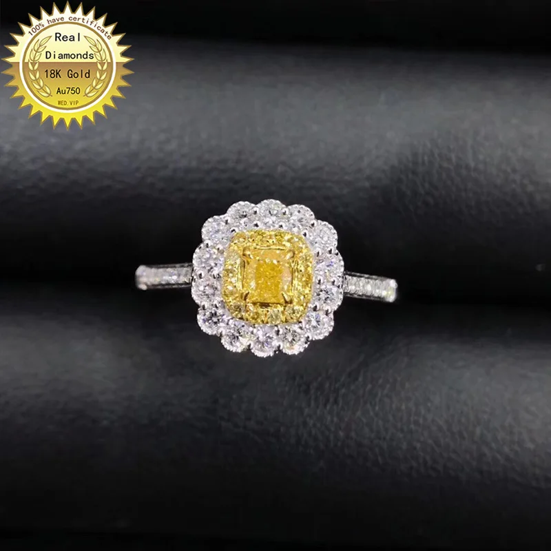 

18k white gold Natural Real 0.53ct diamond ring Jewellery Engagement ring &Wedding ring H-M24