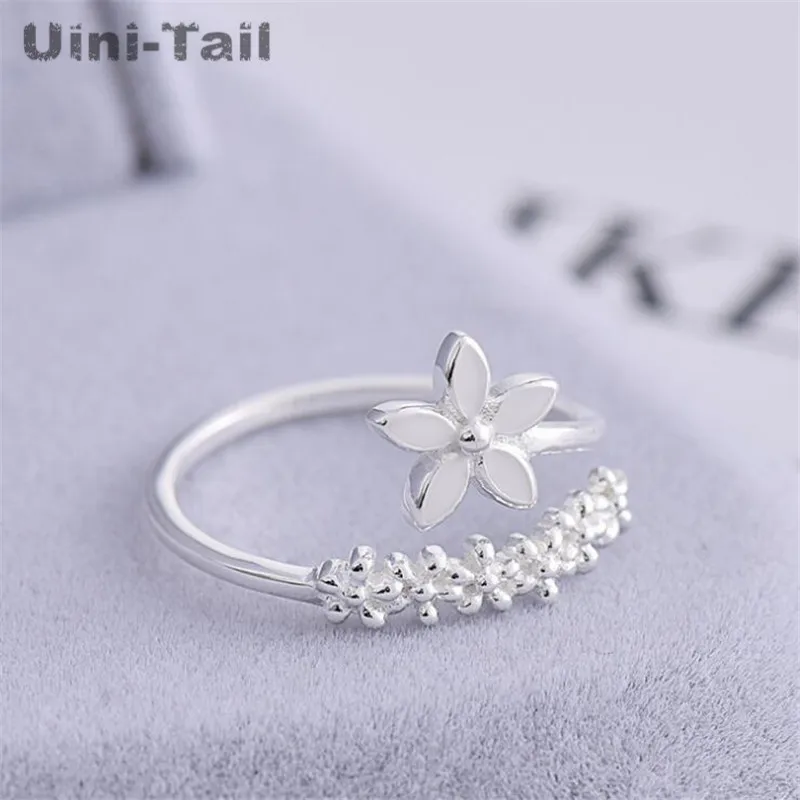 Uini-Tail hot new 925 Tibetan silver sweet plum blossom opening ring small fresh fashion trend cute high quality jewelry JZ022