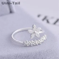 Uini-Tail hot new 925 Tibetan silver sweet plum blossom opening ring small fresh fashion trend cute high quality jewelry JZ022