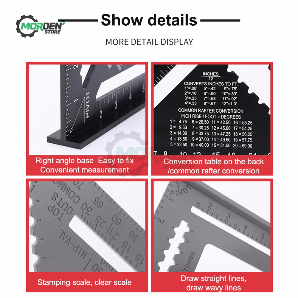 Triangle Ruler Angle Triangular Swanson Try Square Joiner Protractor Construction Ruler Carpenter's Marking Woodworking Tools