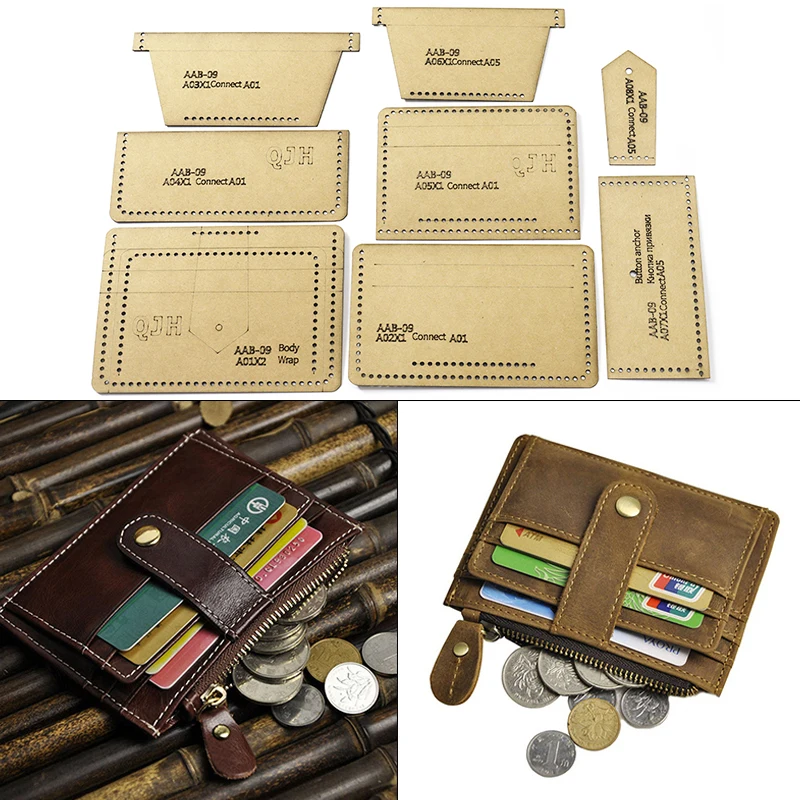 1Set DIY Kraft Paper Template New Fashion Convenience Card Package Coin Purse Leather Craft Pattern DIY Stencil Sewing Pattern