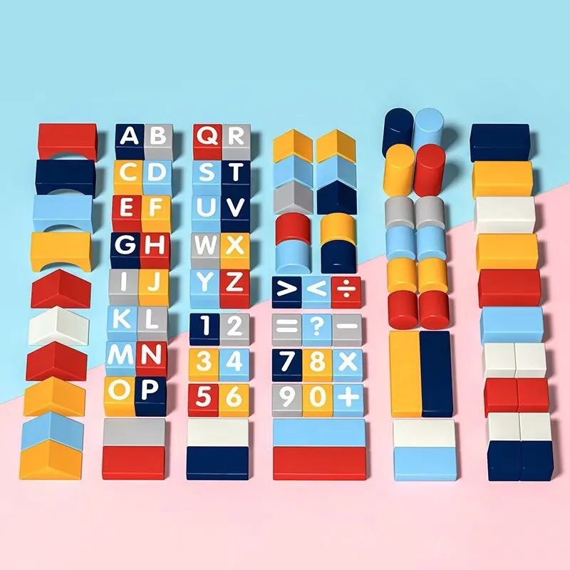 100 stücke Holz Bausteine Baby Spielzeug Alphabet und Mathematik Aufklärung Pädagogisches Spielzeug Für Kinder Geometrische Architektur Spielzeug