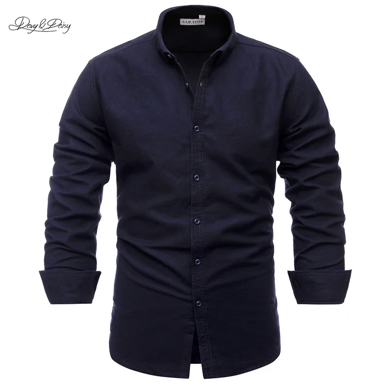 

2021 DAVYDAISY New Men Shirt 100% Cotton Regular Fit Spring Autumn Classtic Solid Color Oxford High Quality Long Sleeve DA544