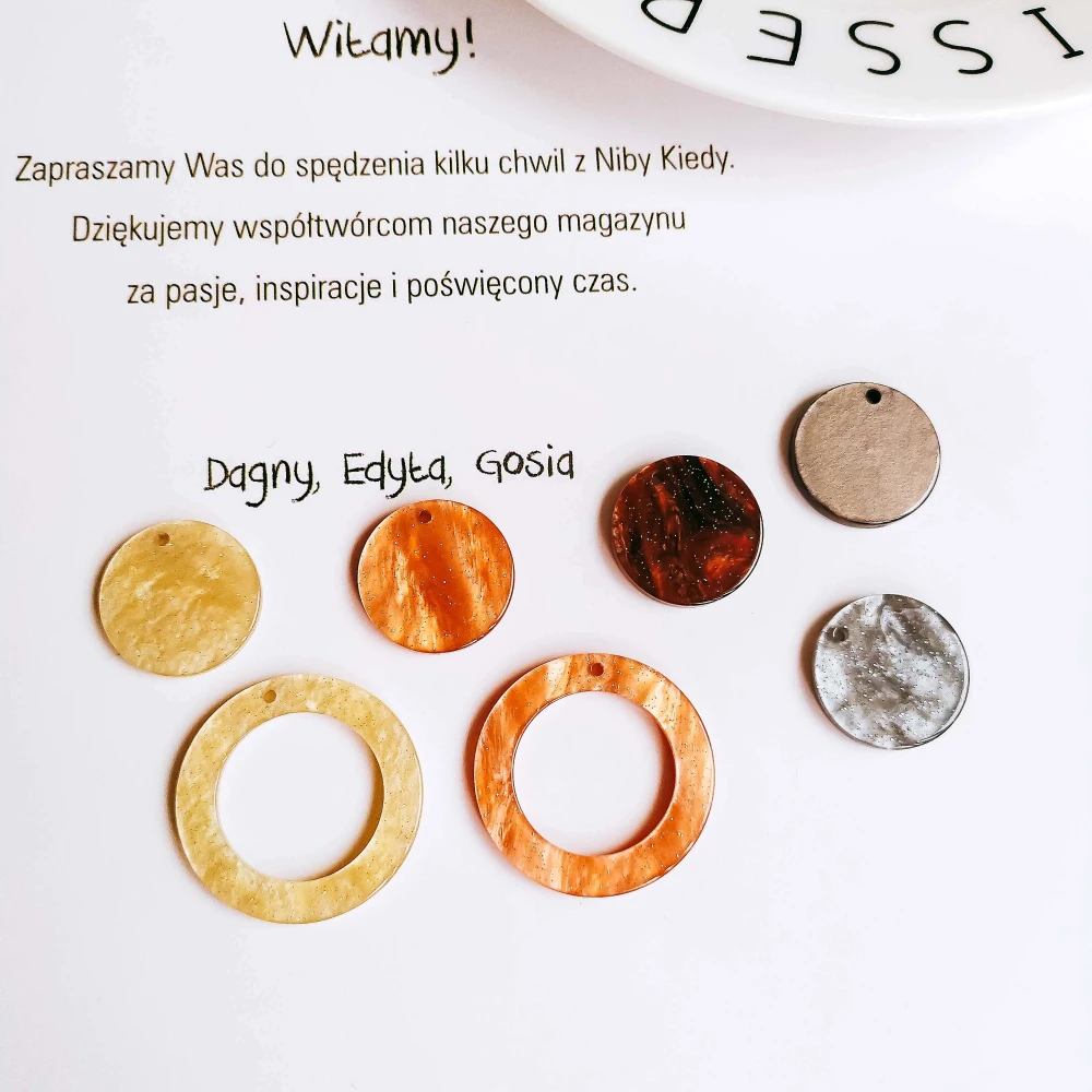 Eardrop Round Circle Acetic Acid Earring Accessories Pendant Necklace Charms Diy Handmade Material 8pcs