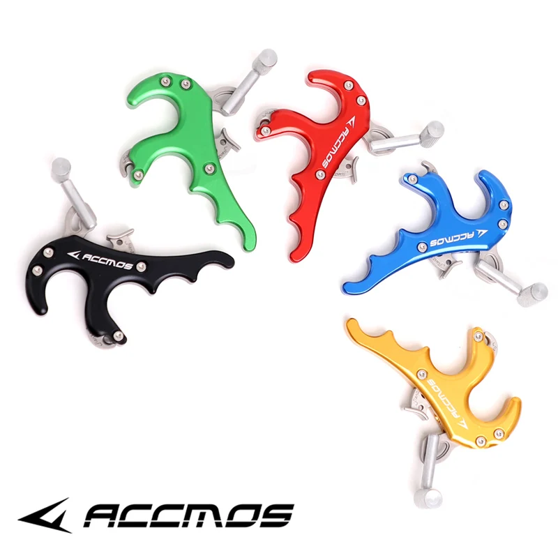 

ACCMOS Archery Release Aids 3 Finger or 4 Finger Compound Bow Aluminum Alloy Thumb Handle Grip Caliper Dispenser Release Aids