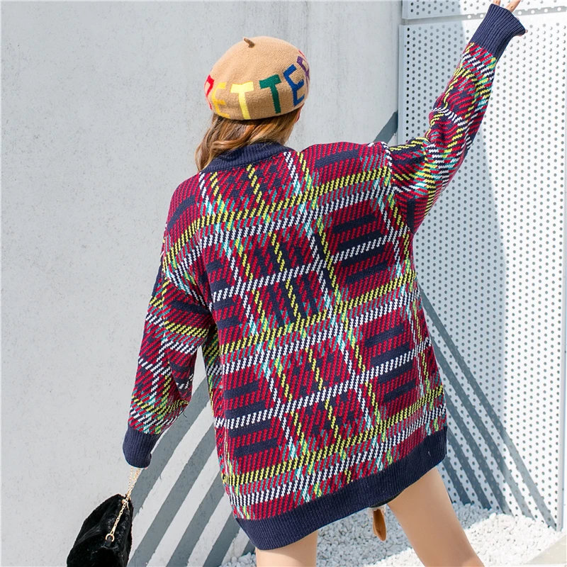 Thai street fashion lady Christmas sweater Sweter damski retro loose thick personality sweater female long loose sweater