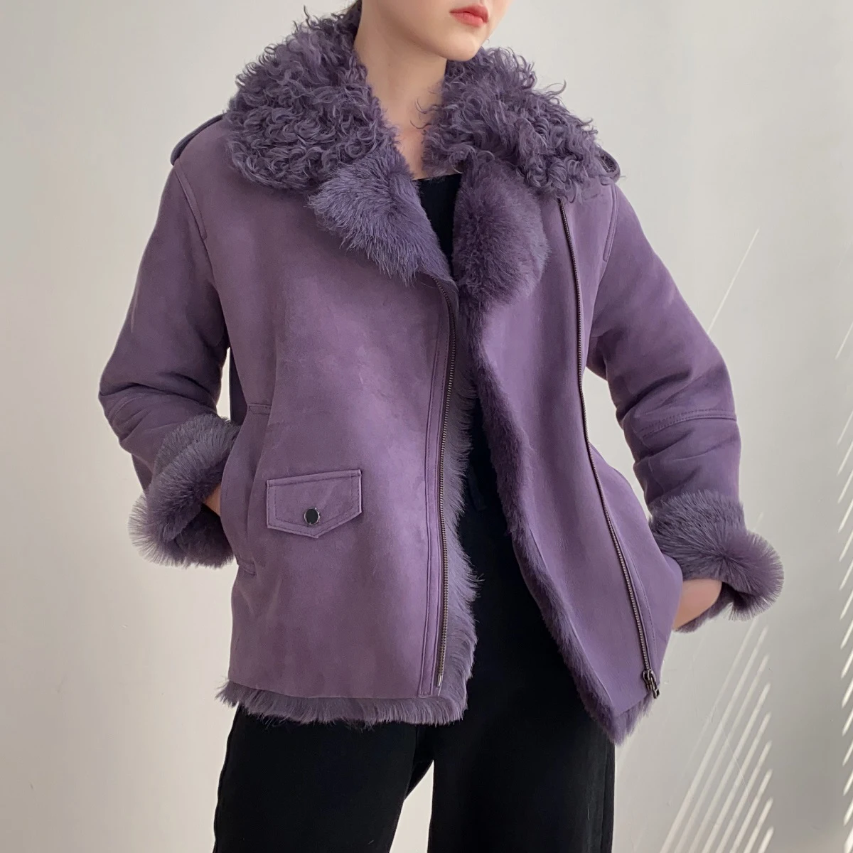 

MENINA BONITA 2022 Winter Jacket Women Double Faced Fur Genuine Leather Coat Natural Merino Sheep Fur Warm Streetwear Locomotive