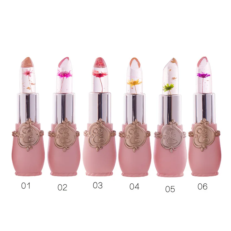 1Pc Flower Lipstick Color Jelly Transparent Temperature Change Matte Lipstick Set T0235