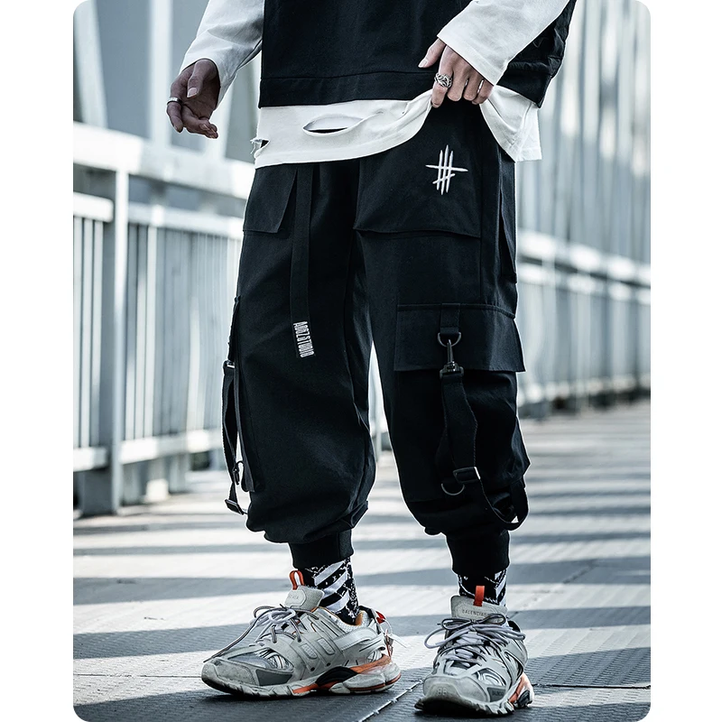 michalkova Paratrooper Japanese military Male Black Joggers Mens hip hop Pockets Ankel Cargo Pants Men Streetwear Pants Casual