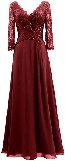 

ANGELSBRIDEP Long Sleeves Evening Dresses Vestidos de festa Sexy V-Neck Beading Floor-length Formal Wedding Party Gowns Hot Sale