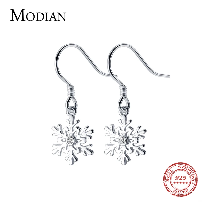 

Modian Minimalism Swing Snowflake Dangle Earrings for Women Fashion Drop Ear Korean Jewelry 925 Silver Prevent Allergies