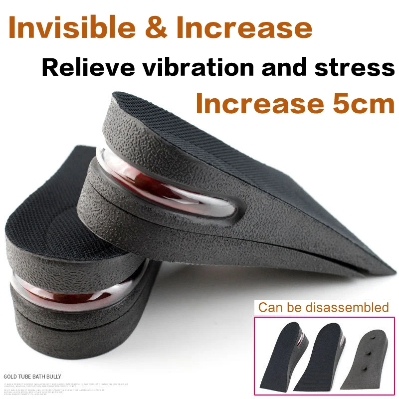 Increase 5cm New Height Increase Insole Adjustable 2-Layer Air Cushion Invisible Pads Soles Insoles Inserts For Shoes Men/Women