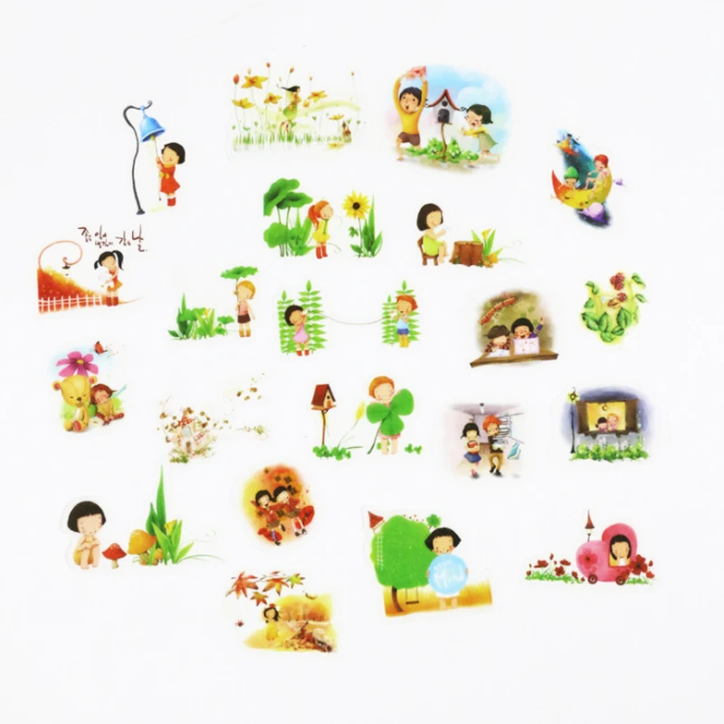 6 Pak/partij Groen Aquarel Hand Account Sticker Decoratieve Zelfklevende Label Stickers
