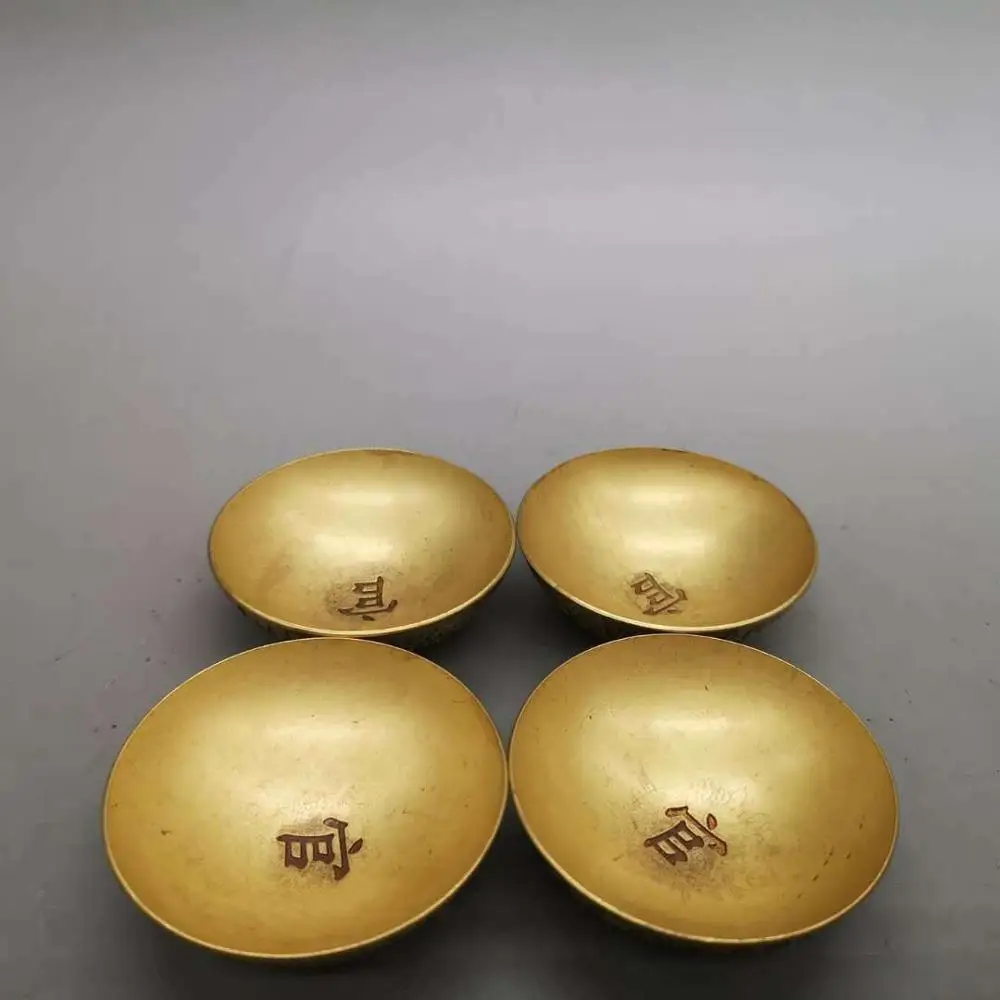 

Chinese pure brass small dish statue