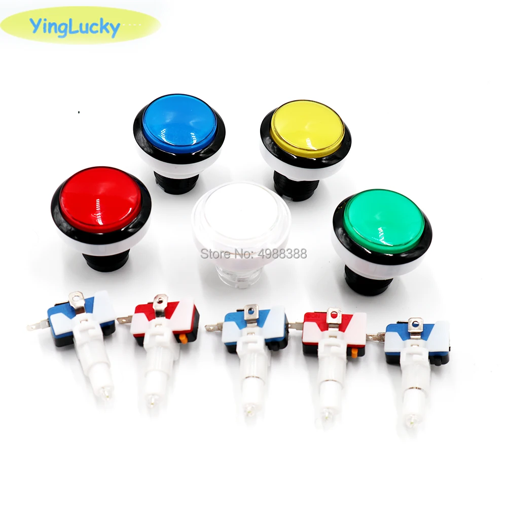 1pcs 46mm 12V arcade led illuminated round button with microswitch for Arcade game machine accessories