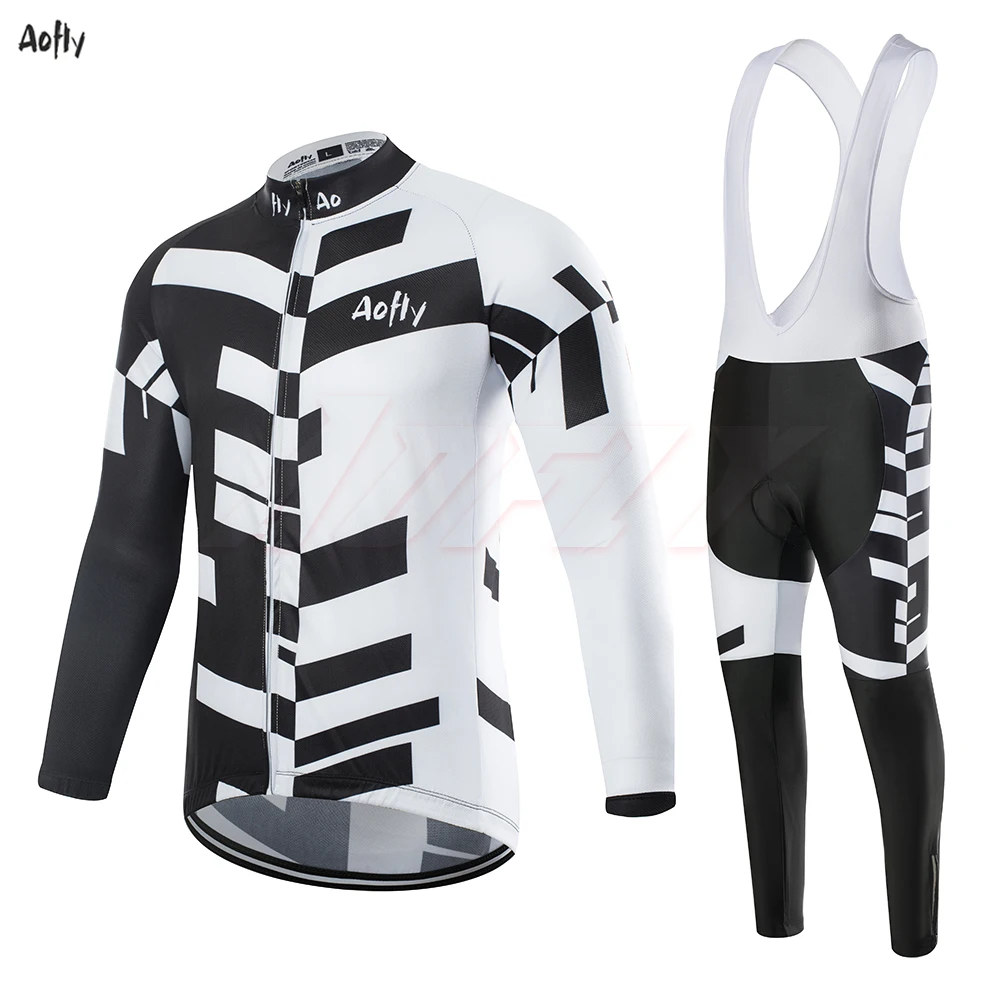 roupa ciclismo masculino cycling jersey uniform Rhombus Black and white with spring autumn long sleeve wear-resistant cushion