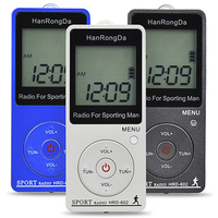 HanRongDa HRD-602 Portable Radio Receiver FM/AM Radio LCD Display Lock Button Mini Pocket Radios with Earphone Sports Pedometer