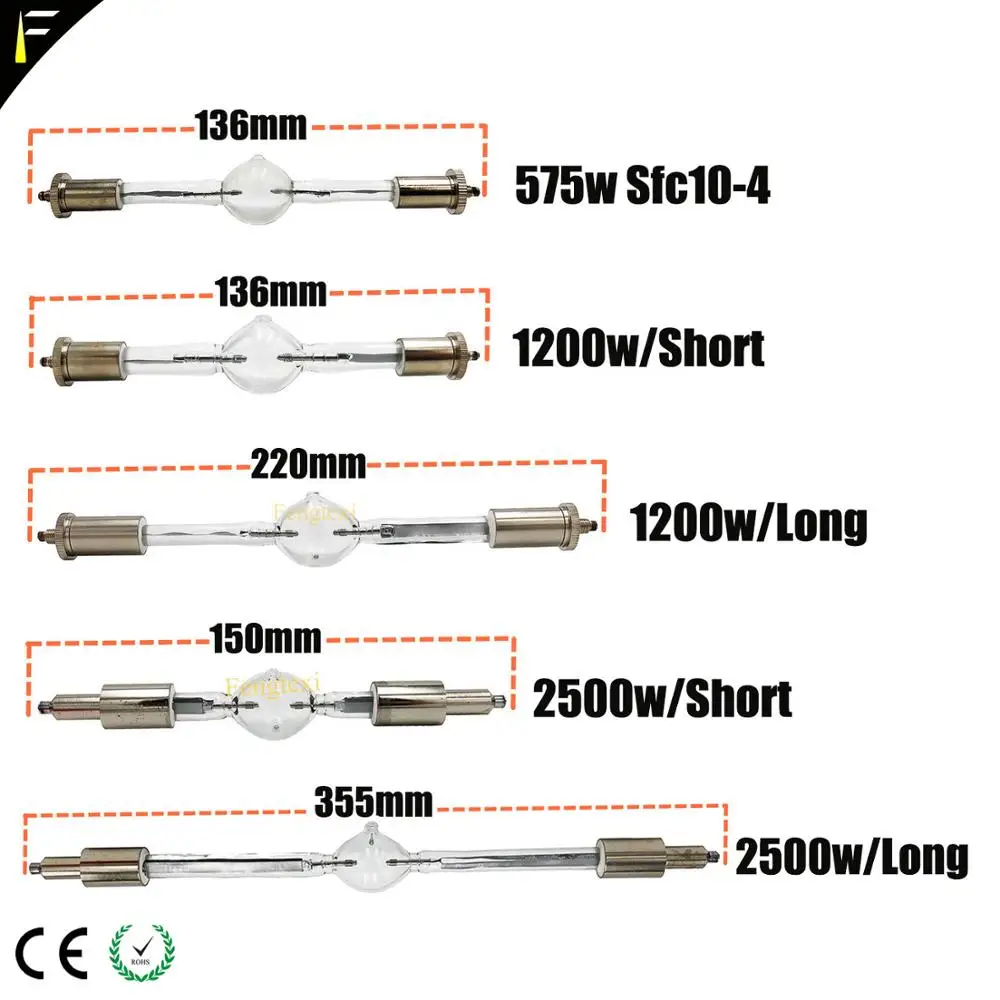 Stage Moving Head Light Bulb hmi 575W1200W2500W Long Metal Halide Lamp Double end hmi1200W/S 2500W/S Short Arc Aerial Rose Light