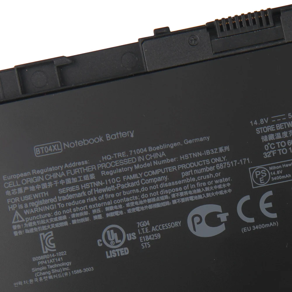 Original-Ersatzakku für HP EliteBook Folio 9480m 9470m BA06XL 687945 -001 H4Q47AA BT04XL Original-Akku 3400 mAh