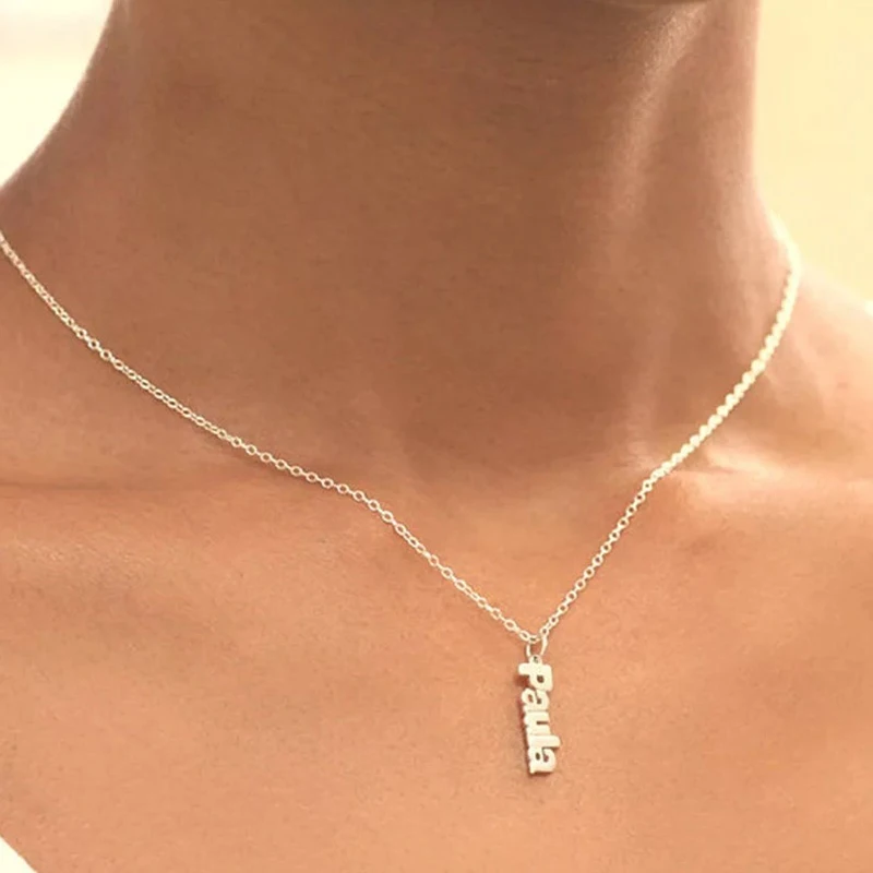 Custom Necklace Personalized Vertical Name Necklaces For Women Men Gold Color Choker Necklace Collier Mujer Bridesmaid Gift BFF