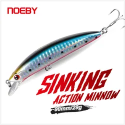 Noeby Minnow Fishing Lure 90mm 29g Sinking Jerkbait Wobblers Artificial Hard Bait Swimbait Seabass Saltwater Fishing Lures