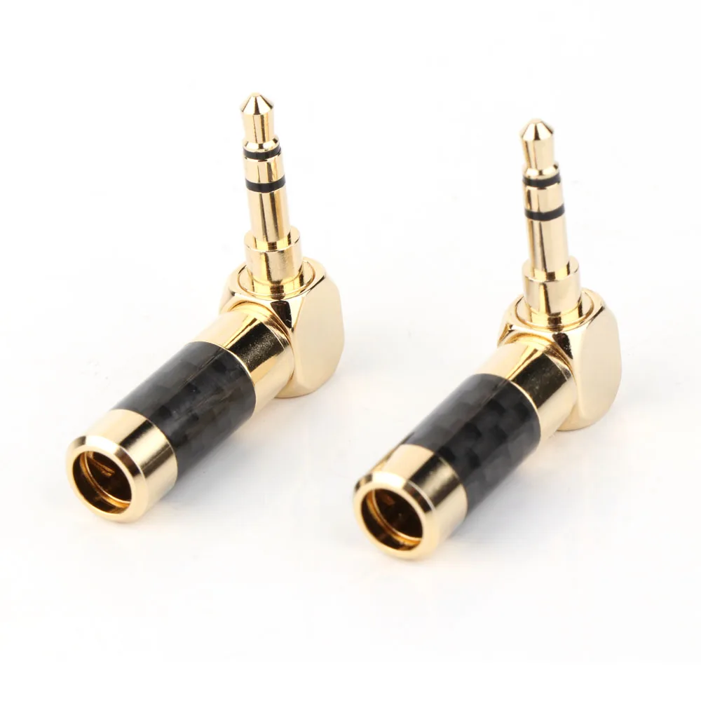 2 stücke Carbon Faser 3,5mm Jack Vergoldet 3,5mm Stecker 90 grad winkel Adapter Männlichen Stereo Audio Jack stecker Für Kopfhörer Kabel – Detail 7