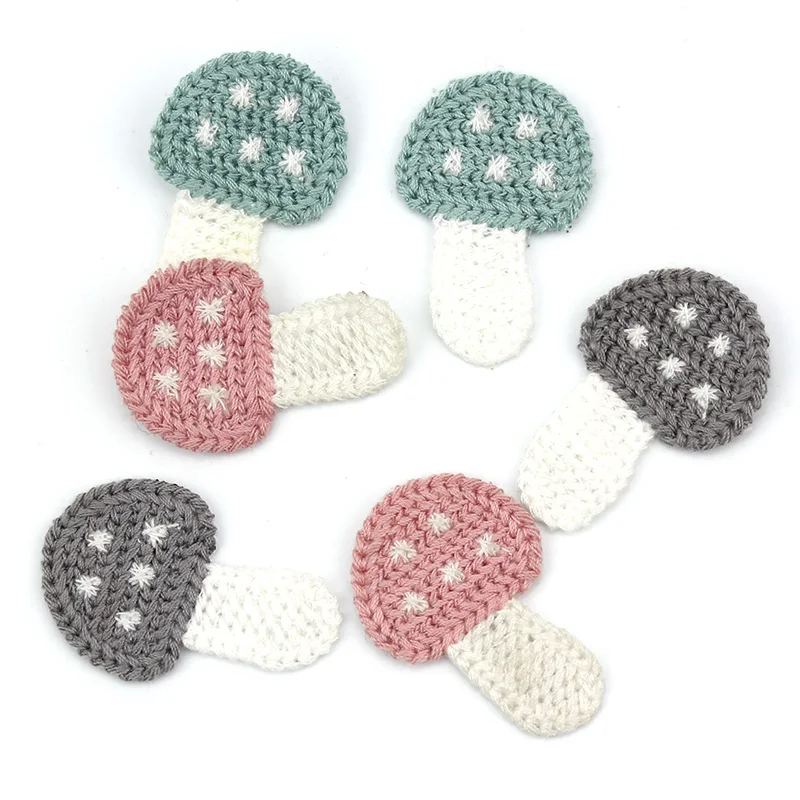 30Pcs 2.5*4cm Woolen Yarn Embroidery Mushroom Sewing Patches for Clothing Handmade Appliques Headwear Decor Crafts Accessories