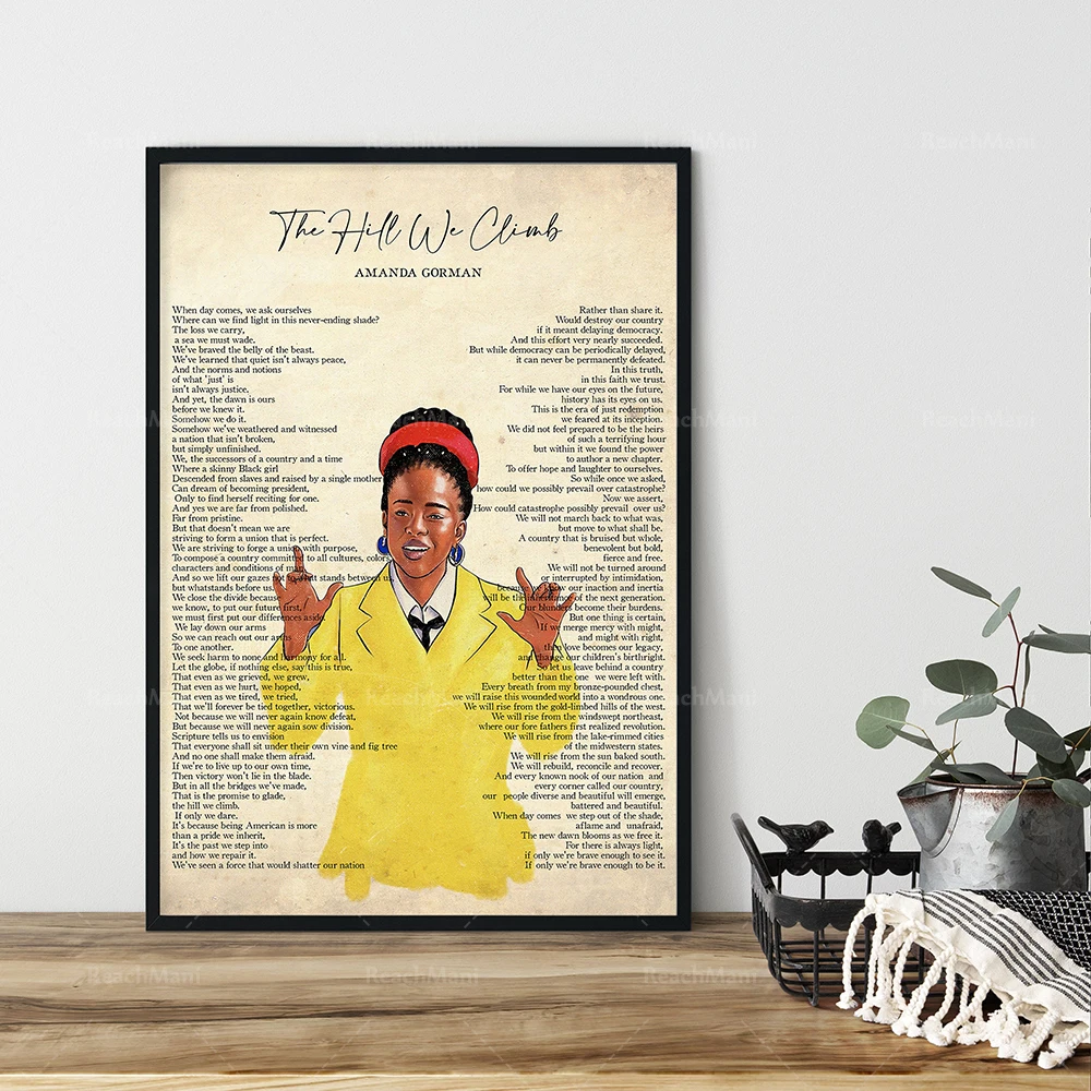 The Hill We Climb Full Poem Poster, Amanda Gorman Poster, Afro Girl Poster, Biden Inauguration 2021, Black Pride, Wall Decor