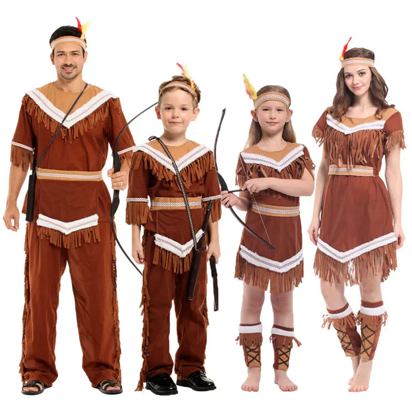 Umorden Halloween Vrouwen Indiase Prinses Kostuums Kinderen Meisjes Pocahontas Huntress Kostuum Purim Party Mardi Gras Fancy Dress