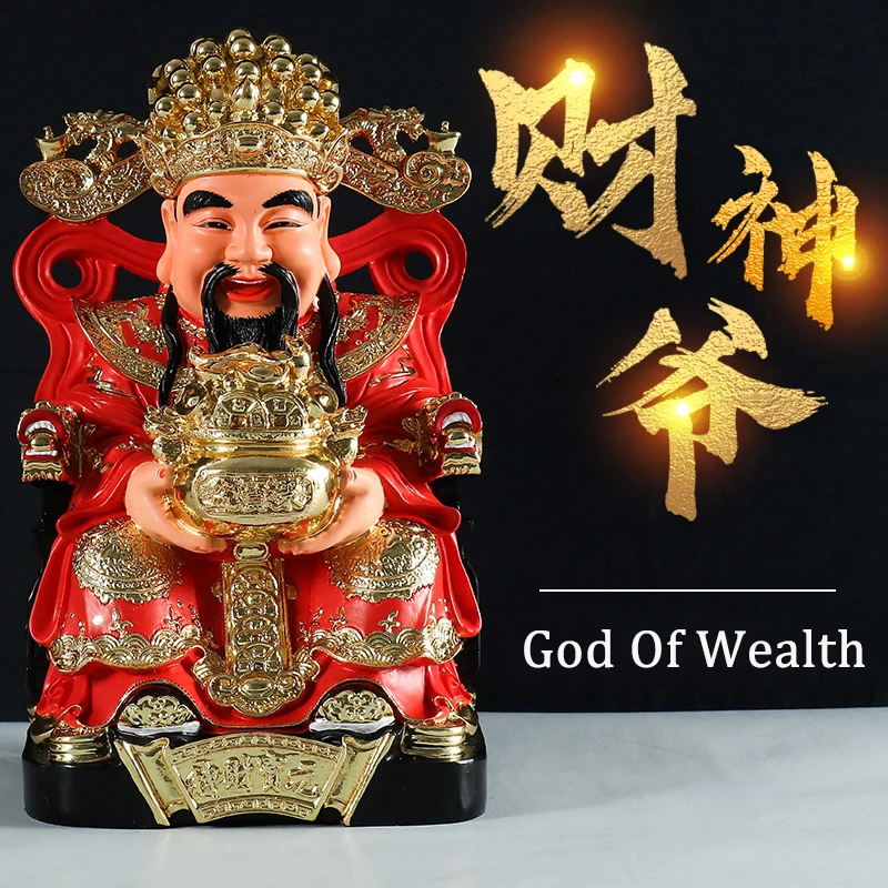 

God of Wealth Statue of Buddha Lucky Statue Shop Home Statue Resin Crafts Study Decoration Painting God of Wealth Sculpture