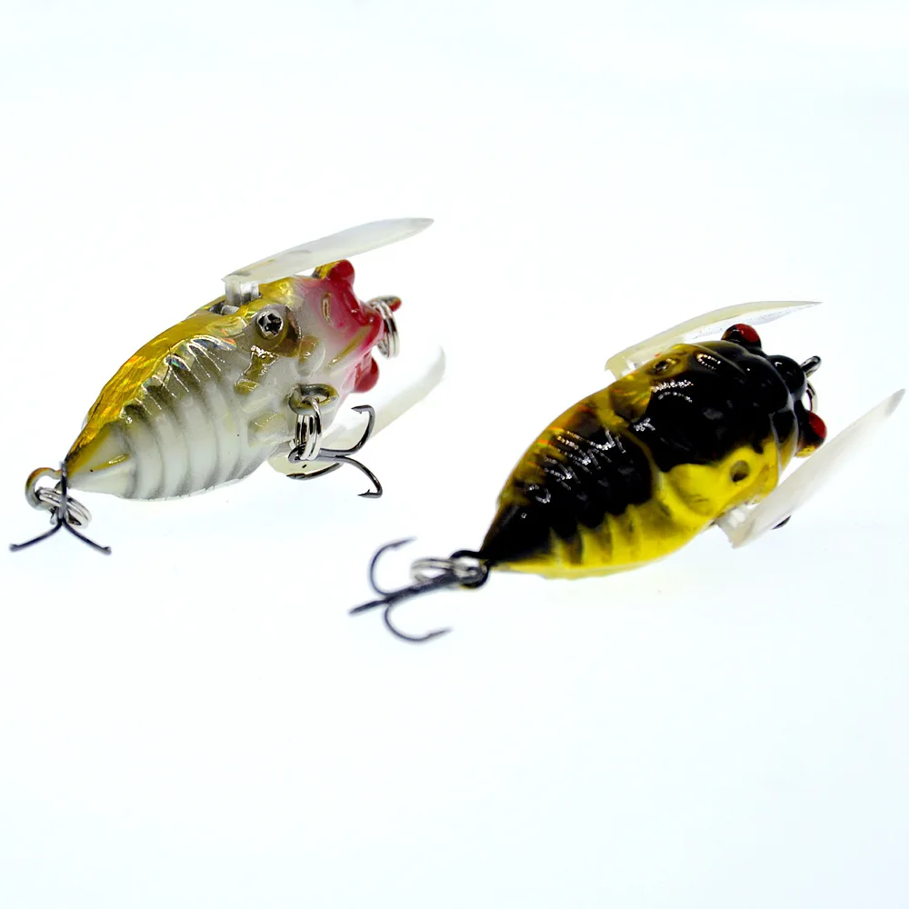 Fishing Artificial Cicada Hard Lure Insect Bait 4cm/6g Topwater Bass Catch Floating Popper Lot 2 Pieces SALE