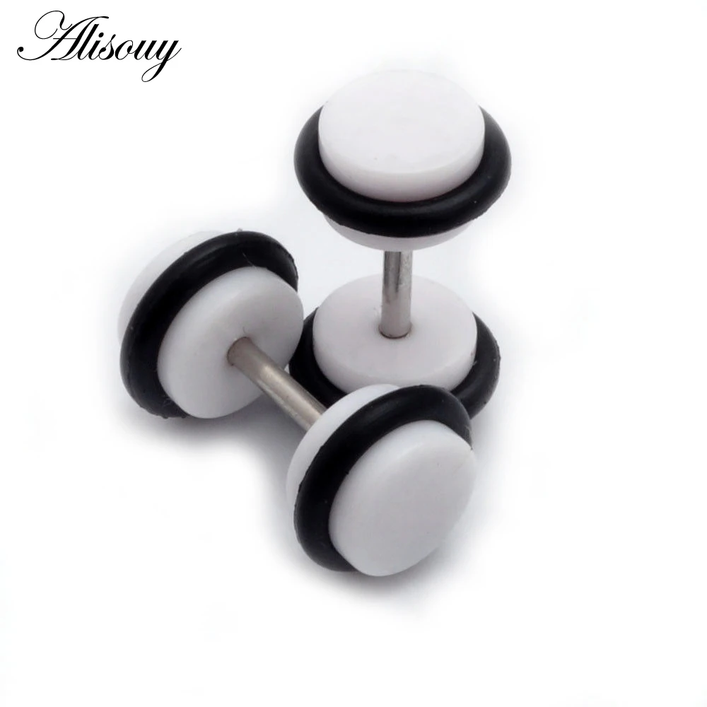 Alisouy 1 pair Acrylic Fake Cheater Ear Plug tunnels 8mm Gauge Body Jewelry faux piercing ear expanders piercing tragus