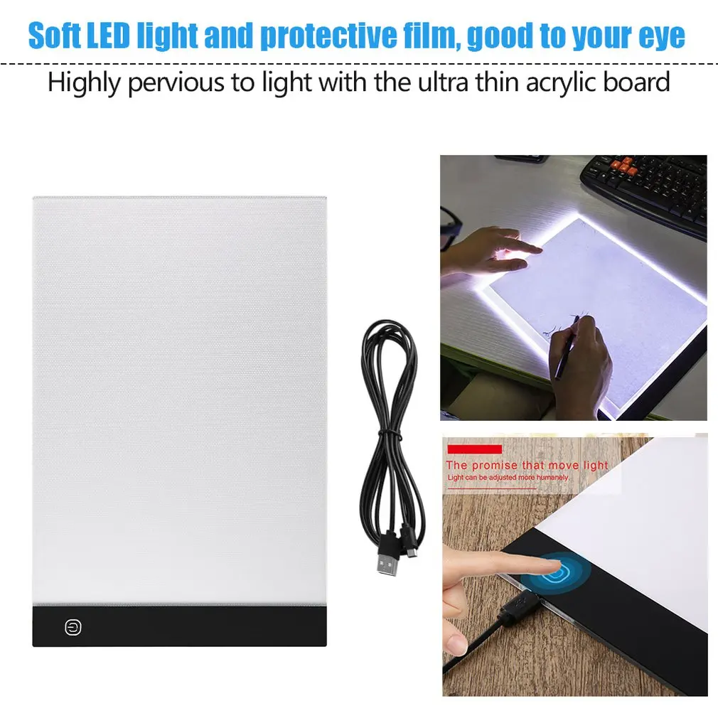 USB Charging A4 LED Ultra Thin Art Facsimile Drawing Board Copy Pad Drawing Tablet With Three Adjustable Mode &ZH