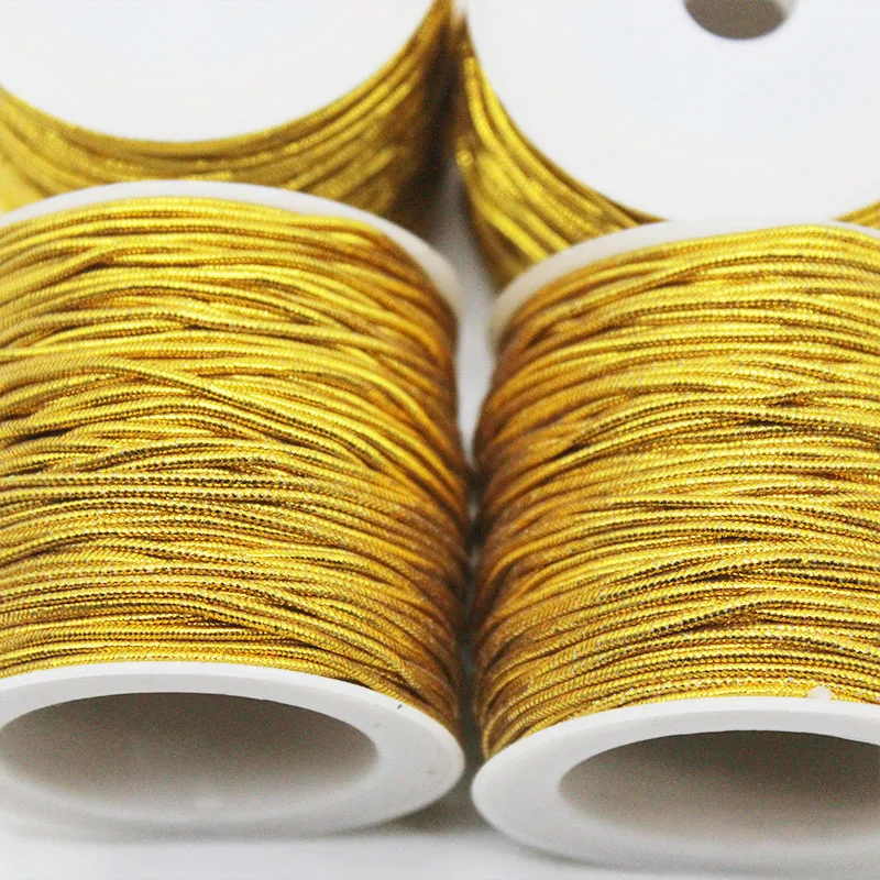 20Meters/Roll Gold Silver Elastic Cord Round High Elastic Metallic Tinsel Cord Rope For Christmas DIY Packing Craft Clothing Tag