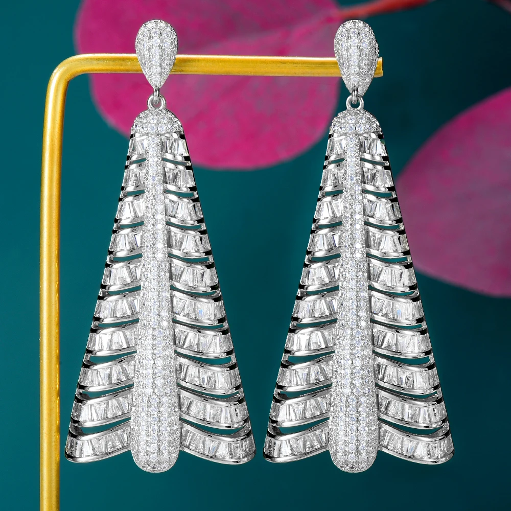 GODKI Trendy Christmas Tree Exclusive Earring For Women Wedding Cubic Zircon Dubai Bridal Earring Costume Jewelry Summer Party