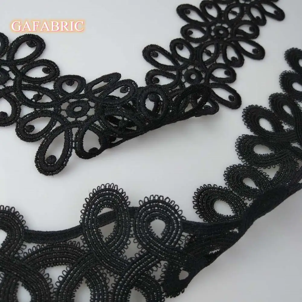 Embroidered Lace-Trim 7-8 cm Wide Applique Milk silk lace for Clothes Home Textiles Apparel Sewing Strip Trimmings Lace Fabric