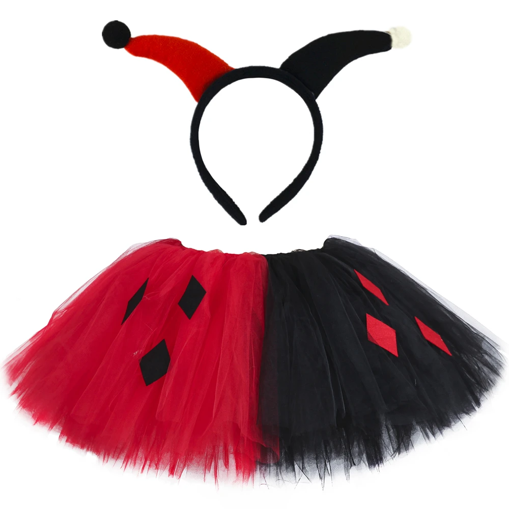 Black & Red Joker Harleen Tutu Skirt for Girls Suicide Monster Halloween Costume Fluffy Toddler Baby Tutu Kids Tulle Skirt 0-14Y