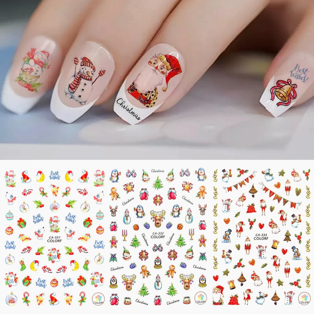 

Newest CA-332-333 Christmas sereis 3d nail art sticker nail decal stamping export japan designs rhinestones decorations