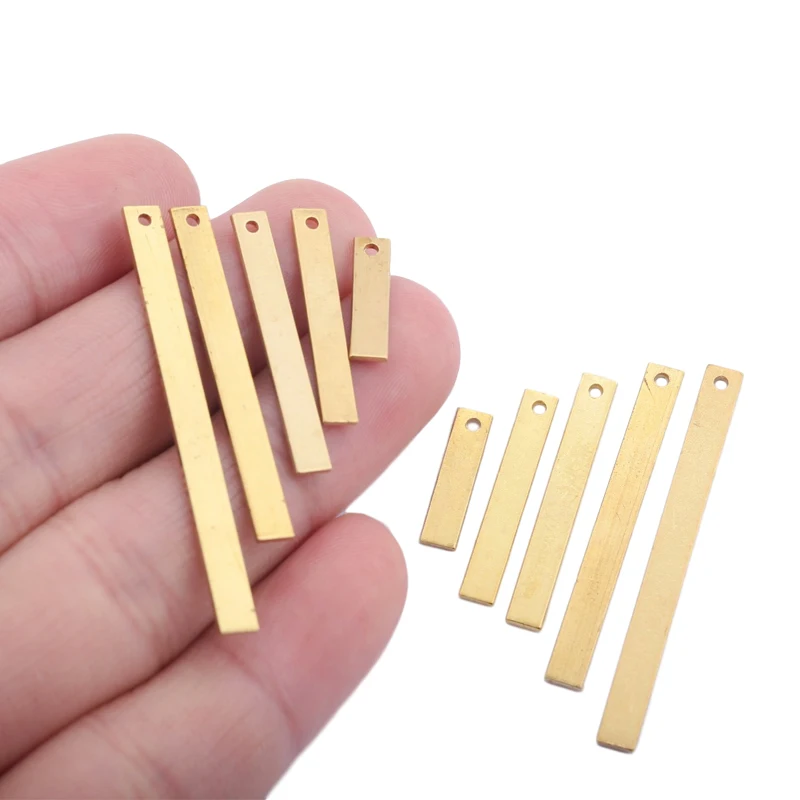 30pcs raw brass long simple 4mm flat bar blank rectangle charms pendant stamping diy for jewelry findings earrings making