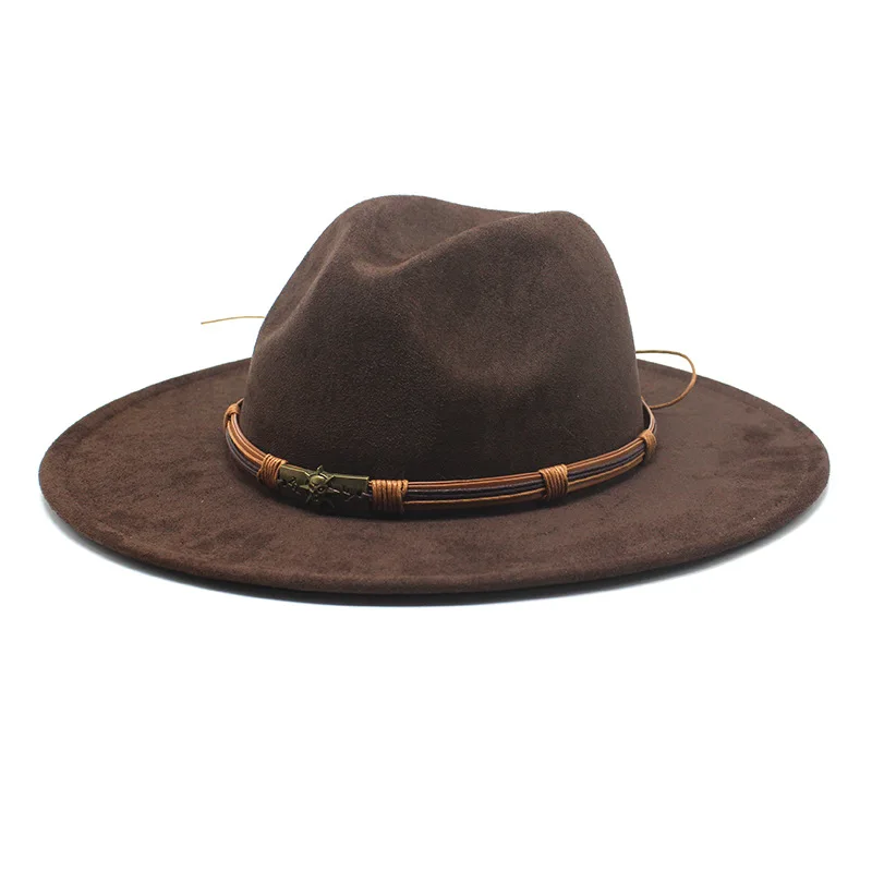 

New Designer Suede Fabric Fedora Hats For Women And Men Winter Fashion Casual Wide Brim Solid Color Fedora Hats