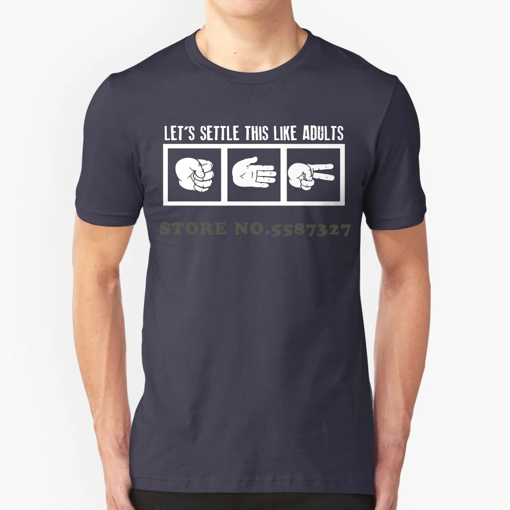 Summer Style T Shirt Let's Settle This Like Adults Rock Paper Scissor Navy Adult T Shirt