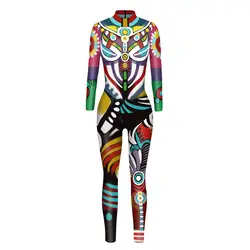 2024 jumpsuit women Long Sleeve Leopard Digital Print Bodysuit Cosplay Party Costume jump suits buzos mujer