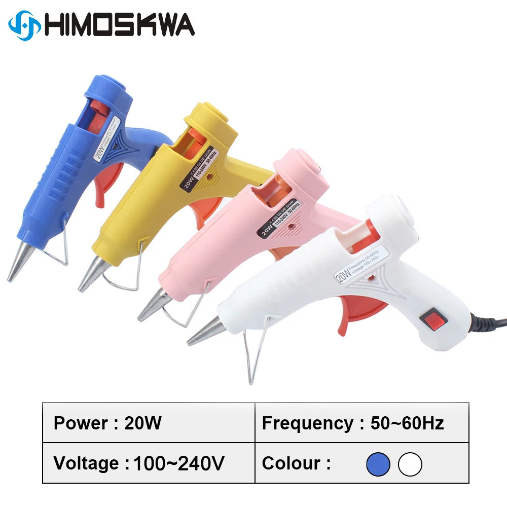 20W EU/US Mini pistola per colla a caldo Hot Melt strumento termico per pistola adesiva in Silicone termoelettrico fai-da-te