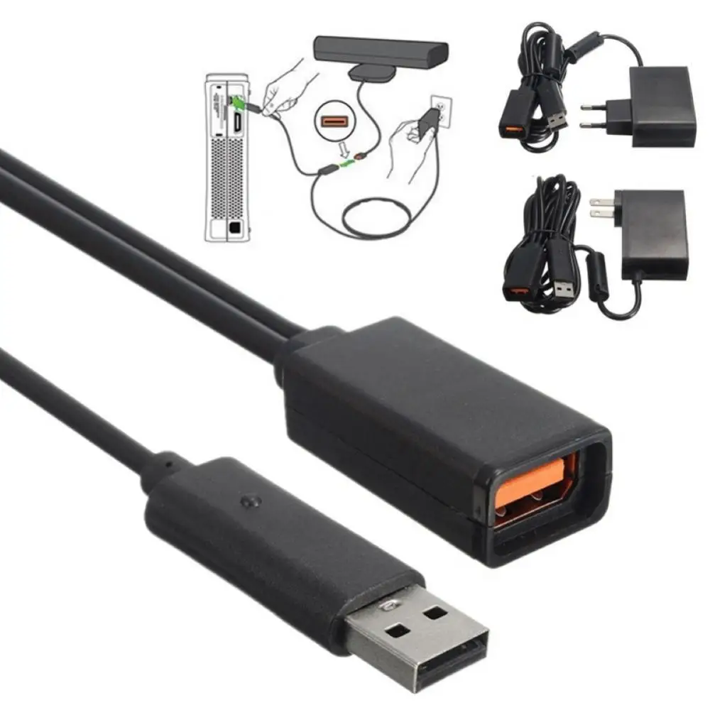 Promotion New EU USB AC Adapter Power Supply with USB charging cable for 360 XBOX360 Kinect Sensor Dropshipping